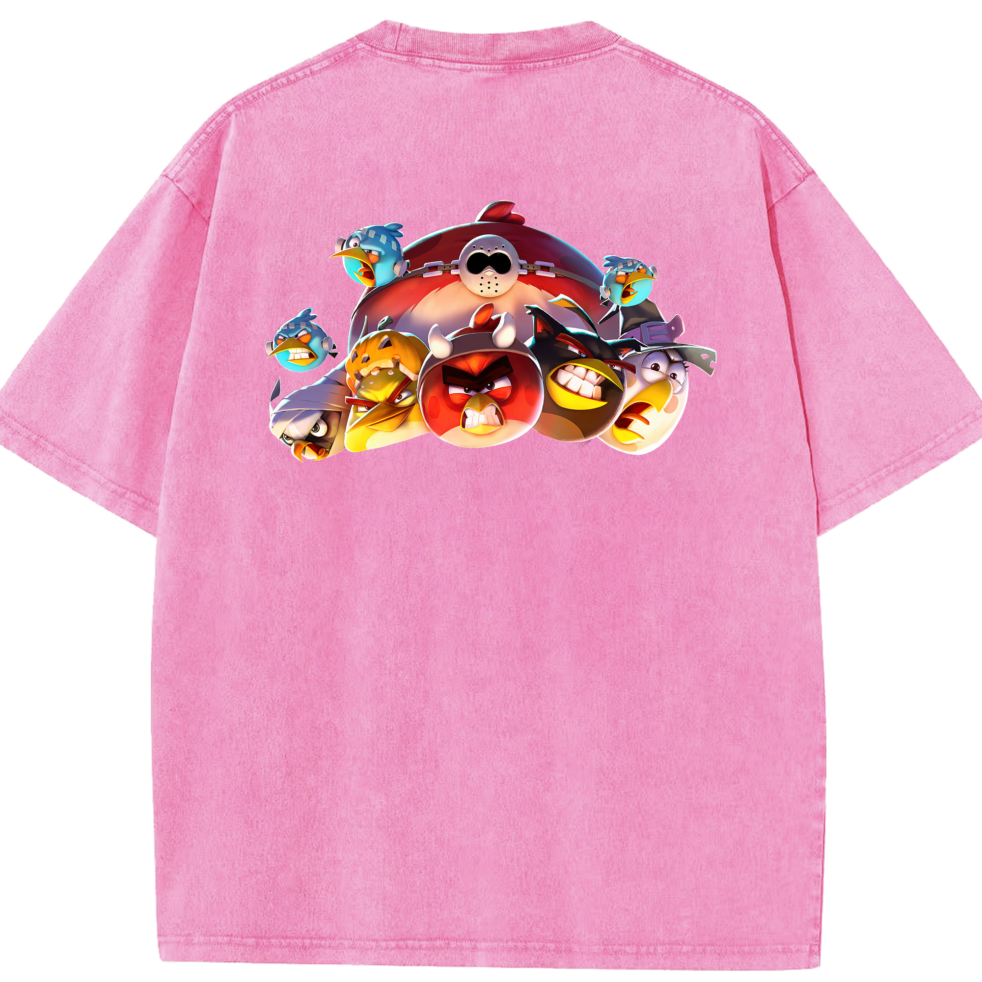 （画像用） Angry Birds アングリーバード 綿100% ヴィンテージ風 半袖Tシャツ（背面プリント）